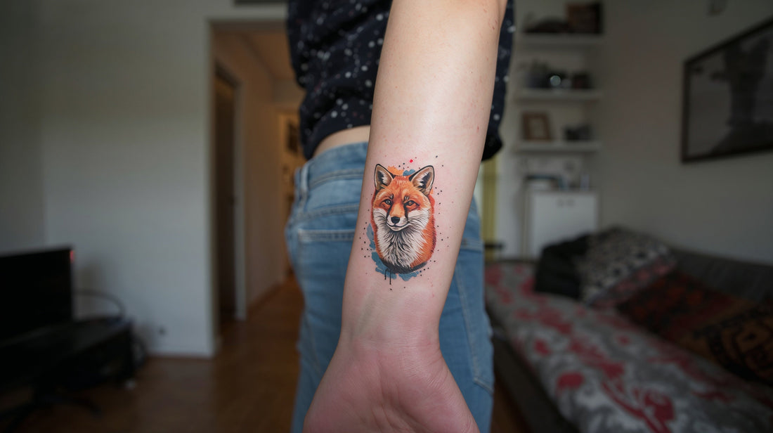 A girl showing her watercolor tattoo on her hand